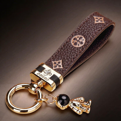 Genuine Leather Luxury Car Astronaut Keychain