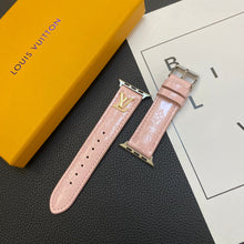 GLOSSY LEATHER APPLE WATCH STRAP LUXURY METAL LOGO