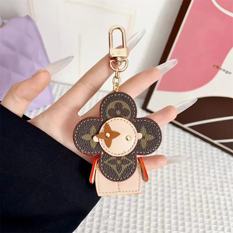 Flower Leather Bag Charm | Cute Keychain
