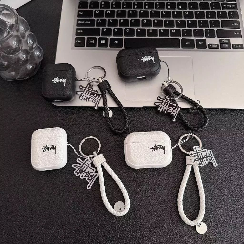 Lichee Grain Logo AirPod Case with Braid Strap
