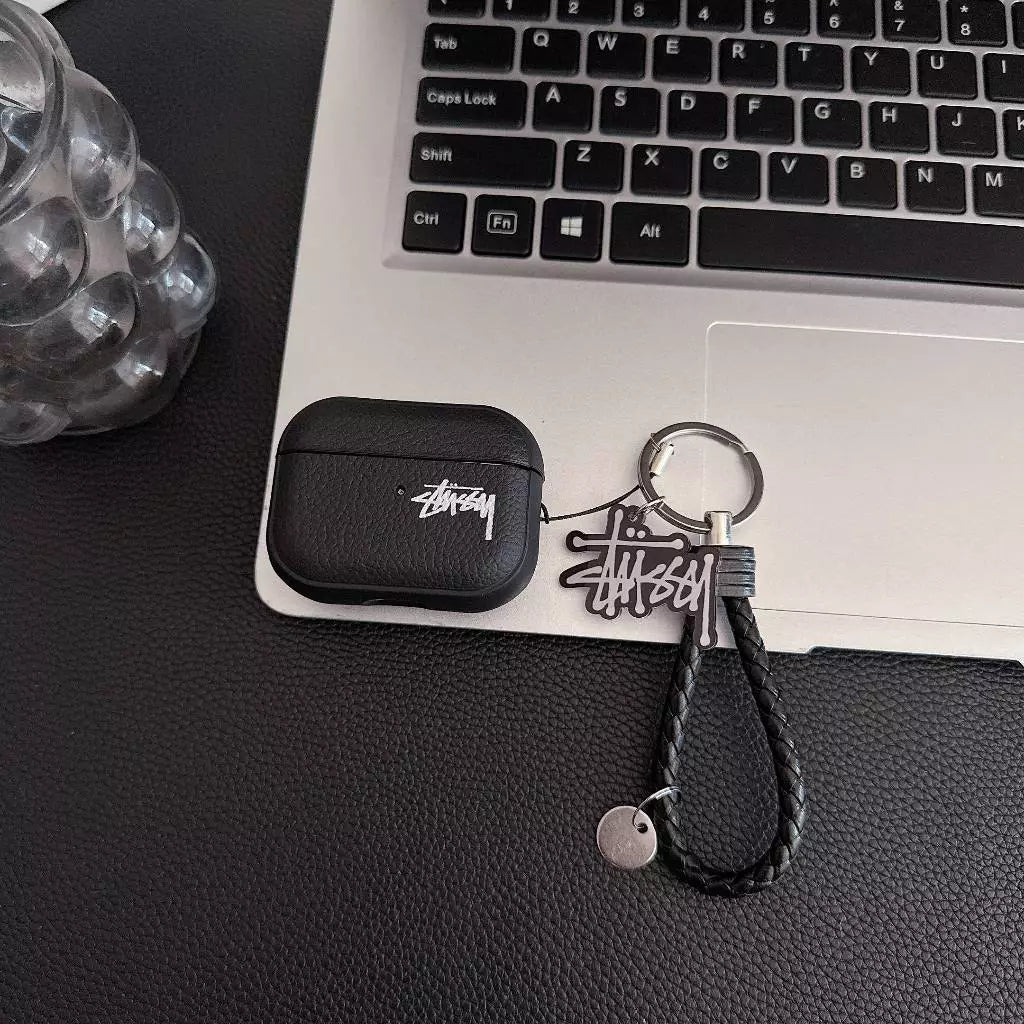 Lichee Grain Logo AirPod Case with Braid Strap