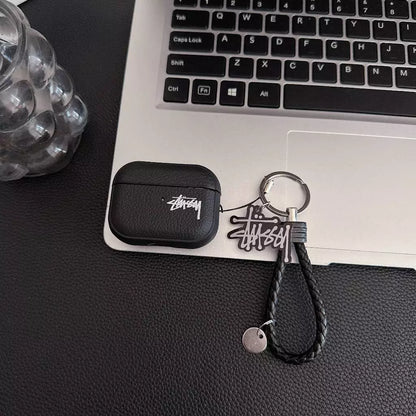 Lichee Grain Logo AirPod Case with Braid Strap