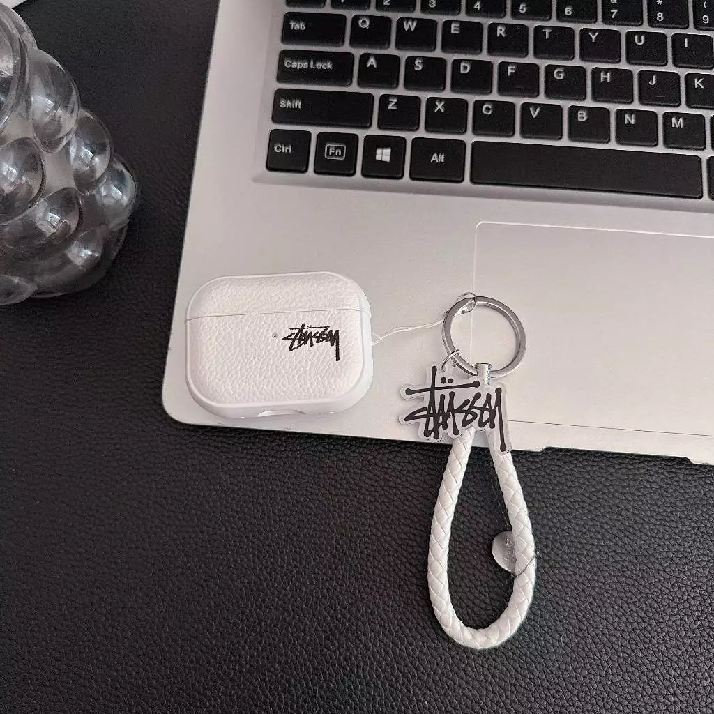 Lichee Grain Logo AirPod Case with Braid Strap
