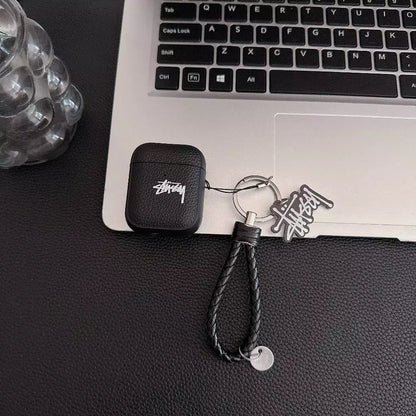 Lichee Grain Logo AirPod Case with Braid Strap