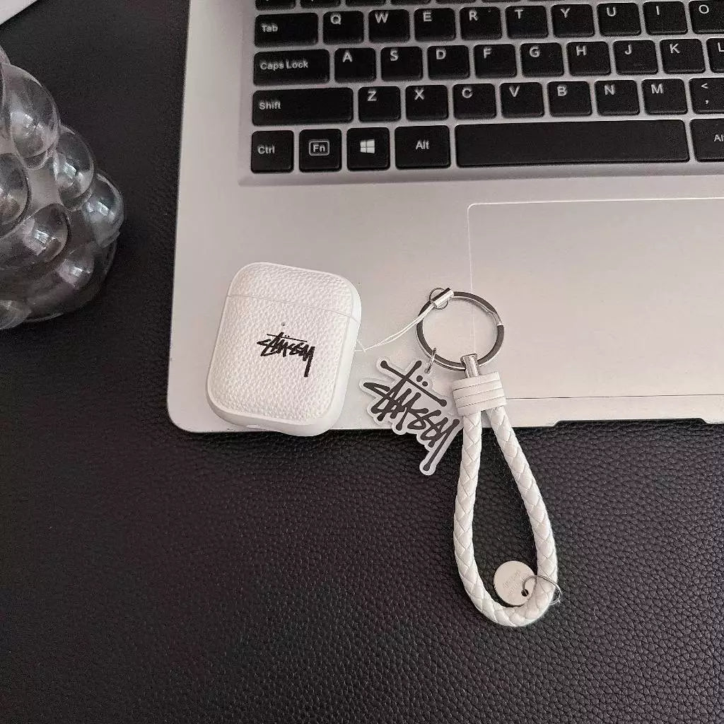 Lichee Grain Logo AirPod Case with Braid Strap