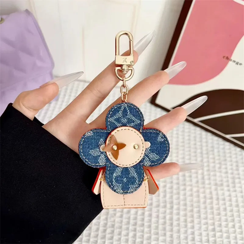 Flower Leather Bag Charm | Cute Keychain