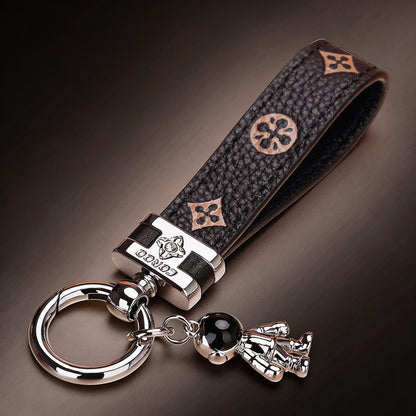 Genuine Leather Luxury Car Astronaut Keychain