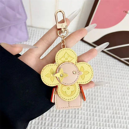 Flower Leather Bag Charm | Cute Keychain