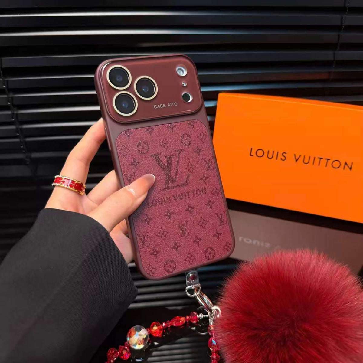 Luxury Monogram Leather Protective iPhone Case - Cream & Silver Edition