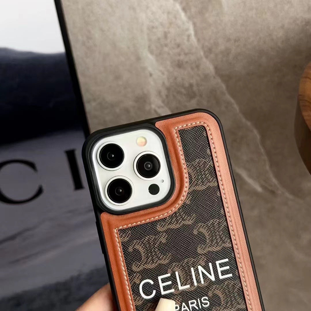 Black Celine iPhone Case With Strap-