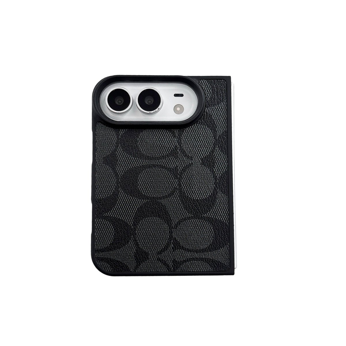 Monogram Leather iPhone Case with Metal Logo Accent