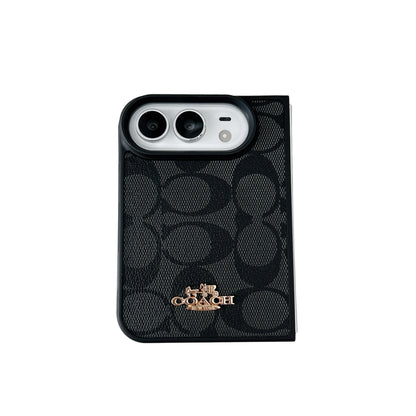 iPhone Duo Classic Monogram Leather Case – Gold Logo Option