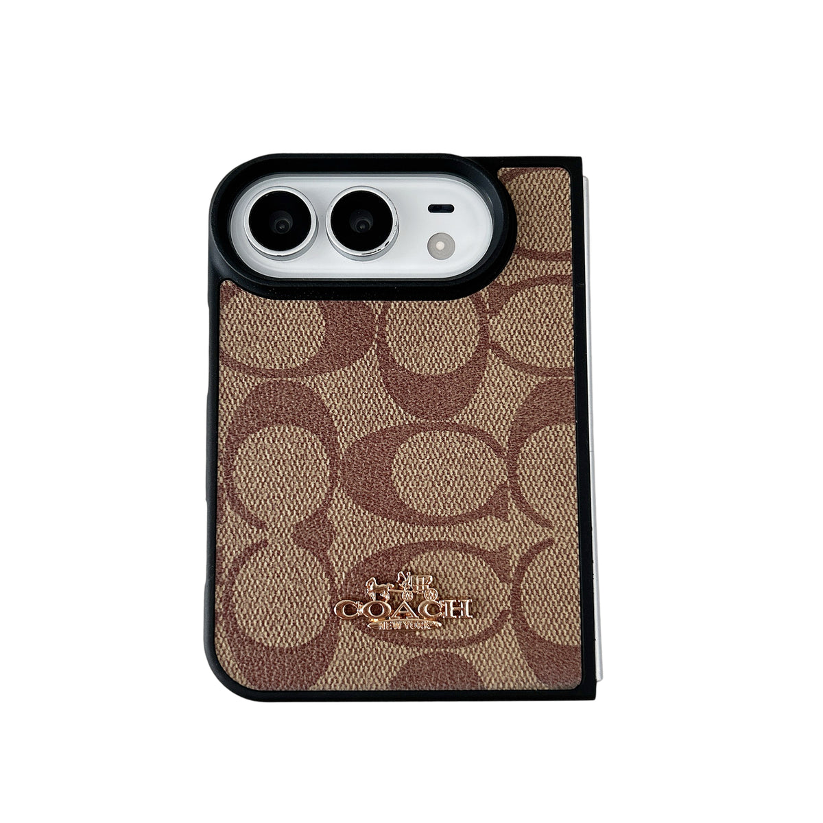 iPhone Duo Classic Monogram Leather Case – Gold Logo Option