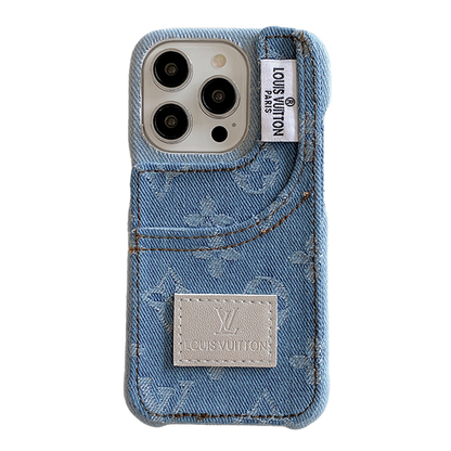 Denim Fabric iPhone Case with Built-in Card Holder