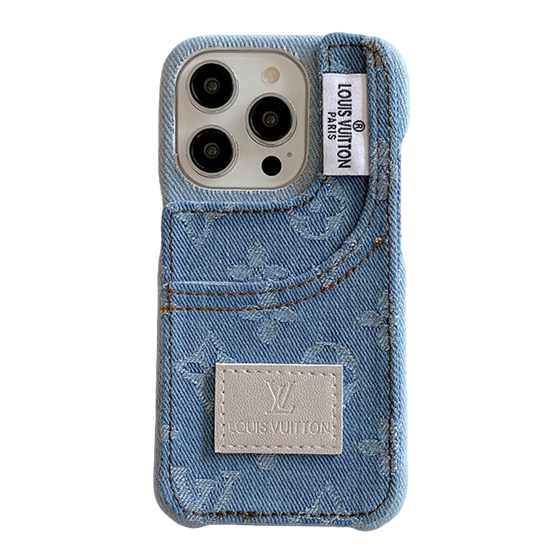 Denim Fabric iPhone Case with Built-in Card Holder