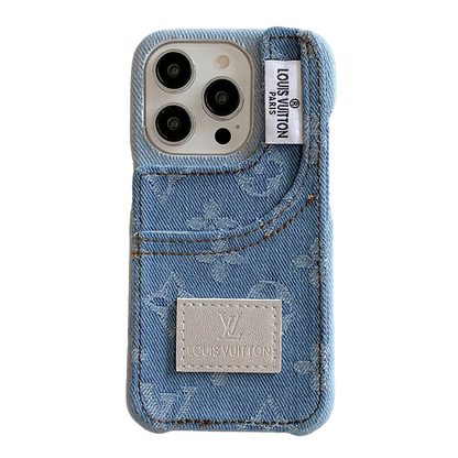 Denim Fabric iPhone Case with Built-in Card Holder