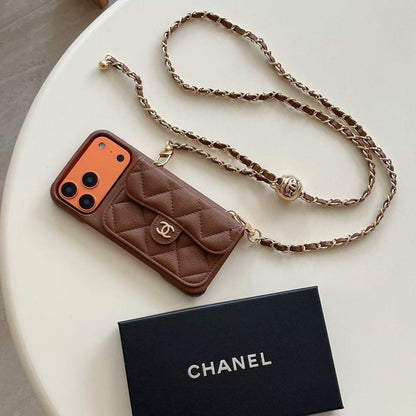 Luxury Wallet iPhone Case With Crossbody Chain