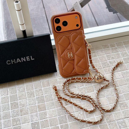 Luxury Wallet iPhone Case With Crossbody Chain