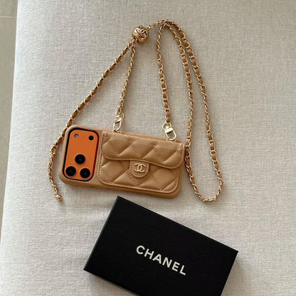 Luxury Wallet iPhone Case With Crossbody Chain