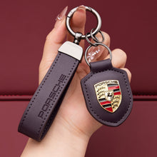 Genuine Leather Porsche Keychain