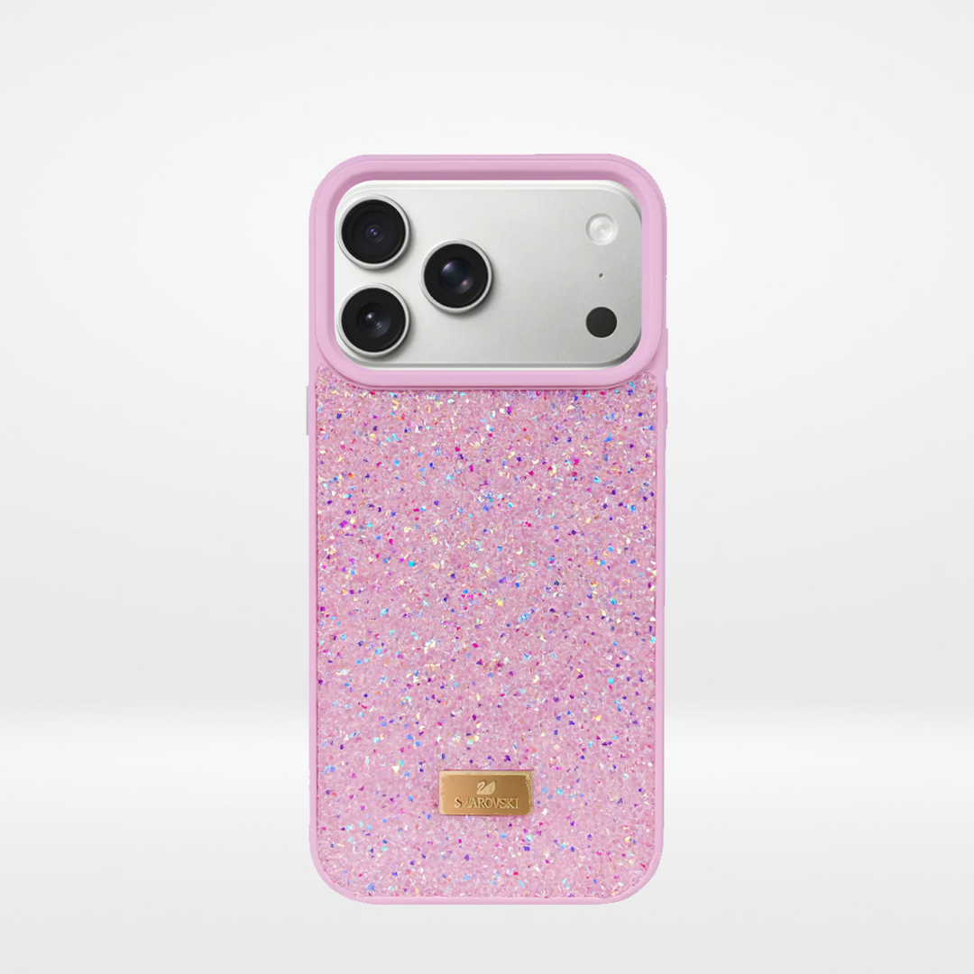 Luxury Crystal Sparkle Phone Case for iPhone – Premium Full Rhinestone Protective Cover with Metallic Logo Plate